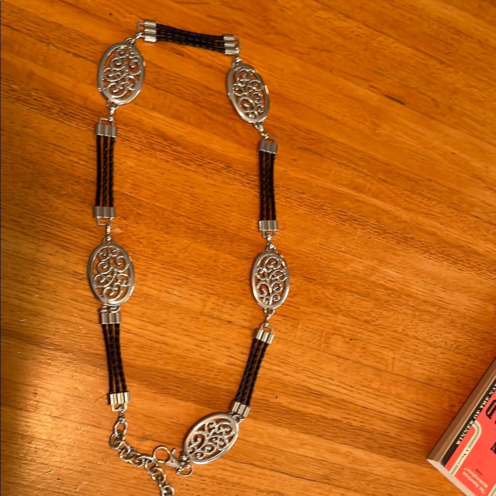Elegant Silver and Black Women's Belt by Brighton